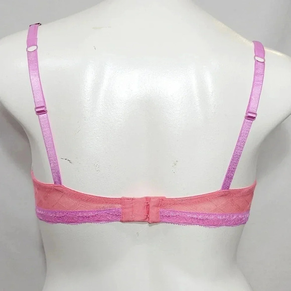 36C Jezebel 10027 Marni Diamond Mesh Unlined Bra Coral NWT - Picture 4 of 8
